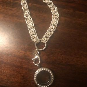 Origami Owl silver chain and locket